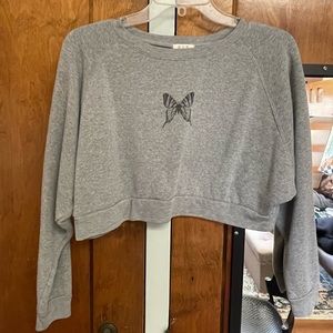 Butterfly cropped crew neck sweater